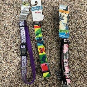 Lot of size medium dog collars, all with original packaging.